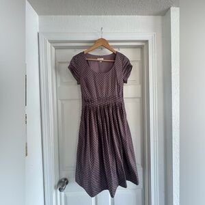 Garnet Hill Dusty Purple Polka Dot Midi Dress, Size 6